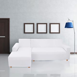 Fodere elastiche per divano chaise longue Jaotto, bianche