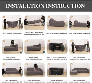 Fodere elastiche per divano chaise longue Jaotto, bianche