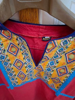 Camicia etnica anni 70 rossa