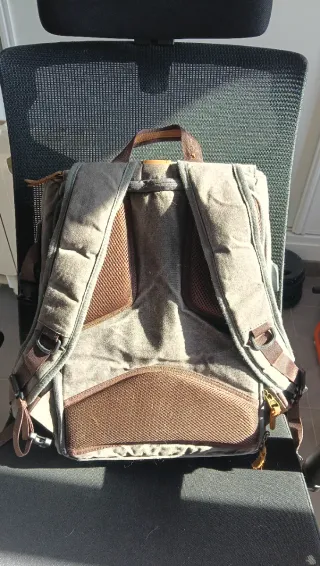 Mochila Fotográfica Lona y Cuero