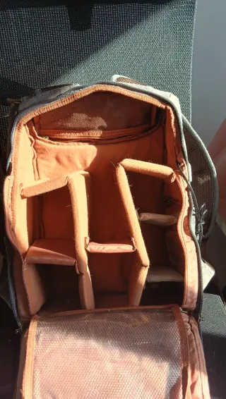 Mochila Fotográfica Lona y Cuero