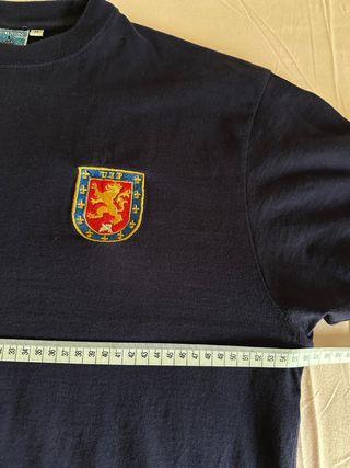 Camiseta azul con logo de león