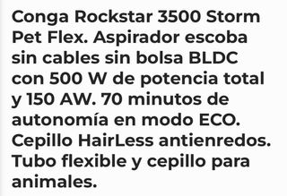 Aspirador Escoba Conga Rockstar 3500 Storm Pet