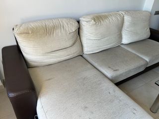 Sofá Chaiselongue Beige y Marrón (cheslong)