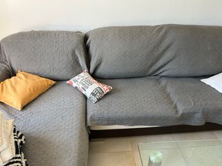 Sofá Chaiselongue Beige y Marrón (cheslong)