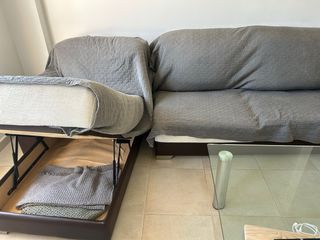 Sofá Chaiselongue Beige y Marrón (cheslong)