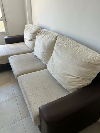 Sofá Chaiselongue Beige y Marrón (cheslong)