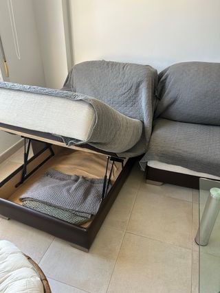 Sofá Chaiselongue Beige y Marrón (cheslong)