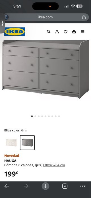 Cómoda HAUGA IKEA 6 cajones