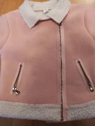 Chaqueta niña entretiempo rosa y blanco