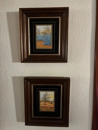 Conjunto 2 cuadros madera y cristal