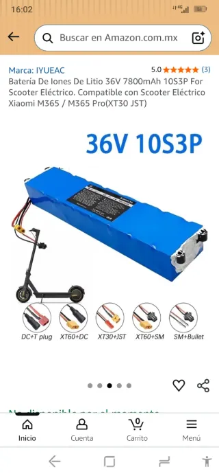 Batería patinete Xiaomi 36V 7800mAh