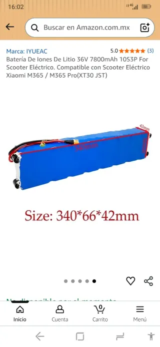 Batería patinete Xiaomi 36V 7800mAh