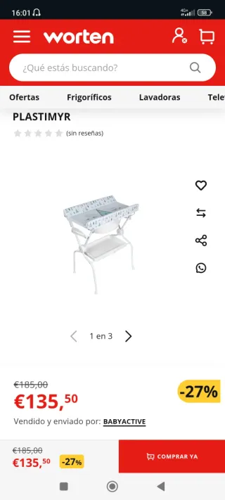 Cambiador con bañera Plastimyr