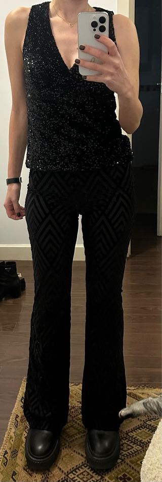 Top lentejuelas negro HAVEONE Talla S