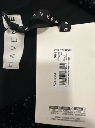 Top lentejuelas negro HAVEONE Talla S