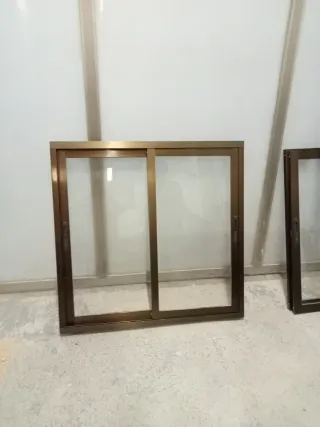 Ventana corredera aluminio bronce