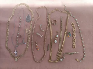 Lote Bisutería Antigua Bañada en Oro