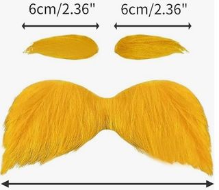 Disfraz naranja completo con bigote y cejas