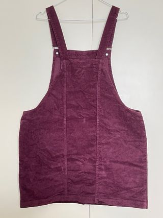 Vestito salopette bordeaux in velluto a coste