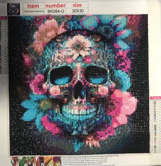 Lámina Diamante Calavera Flores 30x30