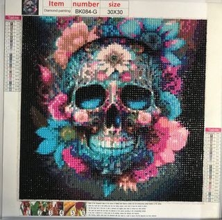 Lámina Diamante Calavera Flores 30x30