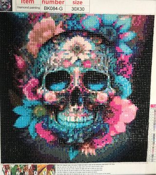 Lámina Diamante Calavera Flores 30x30