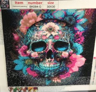 Lámina Diamante Calavera Flores 30x30