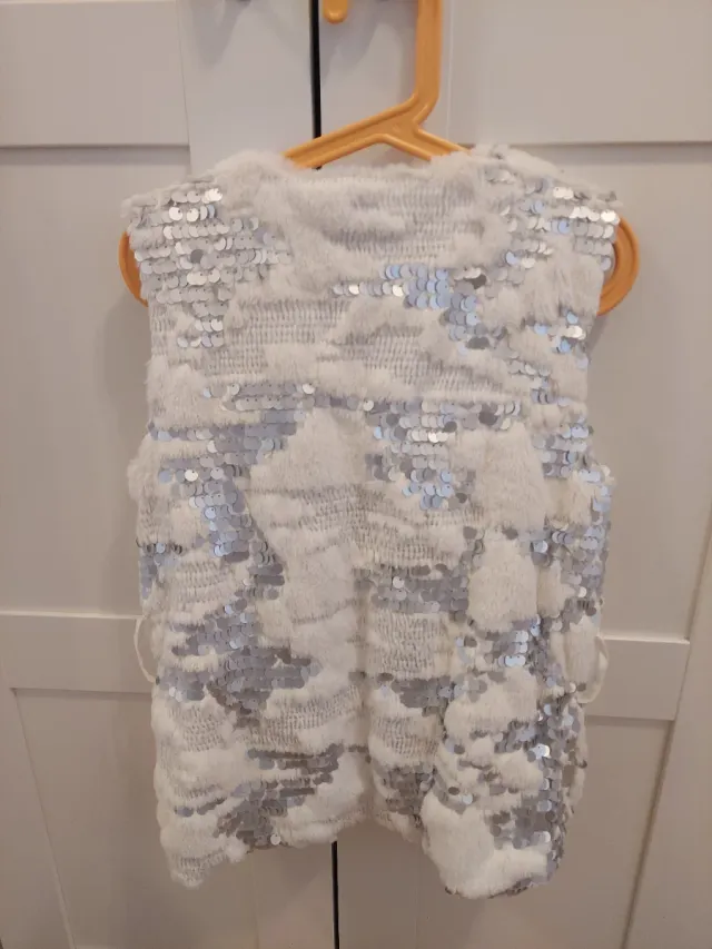 Chaleco niña blanco talla 7-8 con lentejuelas