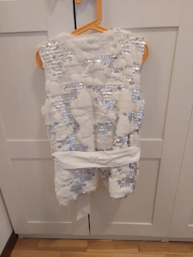 Chaleco niña blanco talla 7-8 con lentejuelas
