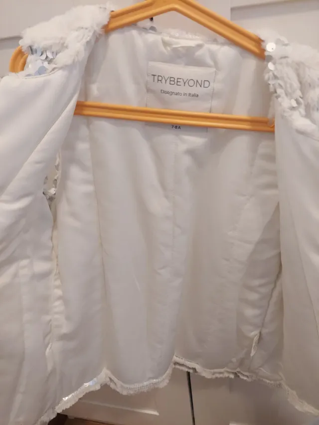 Chaleco niña blanco talla 7-8 con lentejuelas