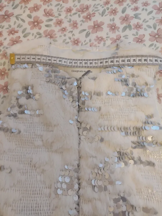 Chaleco niña blanco talla 7-8 con lentejuelas