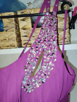 Vestido fiesta buganvilla pedrería