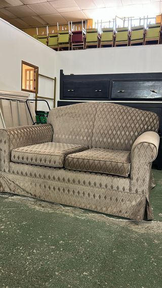 Sofá Cama Tela Beige y Marrón