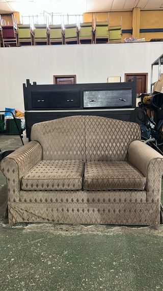 Sofá Cama Tela Beige y Marrón