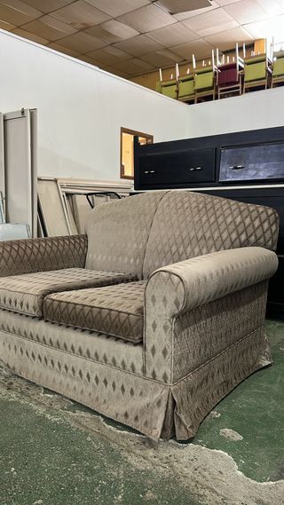 Sofá Cama Tela Beige y Marrón