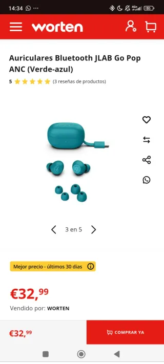 Auriculares JLab Go Pop ANC Verde noche