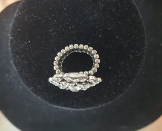 Anillo Flor Cristal Strass Plata