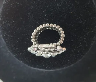 Anillo Flor Cristal Strass Plata