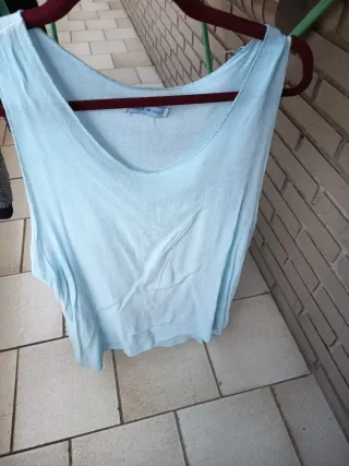 Conjunto azul  celeste 2 piezas Top + Jersey fino