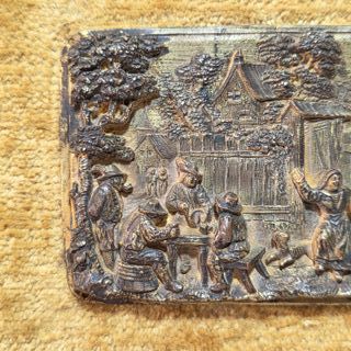 Antica Placca in Bronzo con Scena di Genere XIX