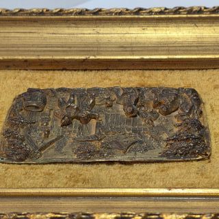 Antica Placca in Bronzo con Scena di Genere XIX