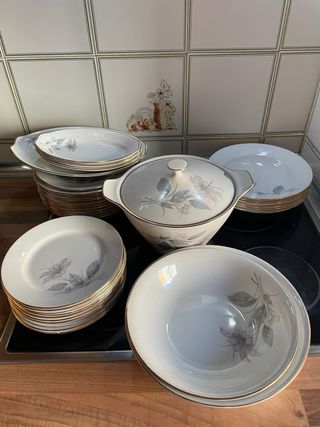 Vajilla Porcelana Clásica Dorada