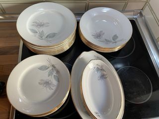 Vajilla Porcelana Clásica Dorada