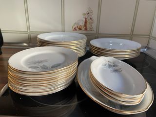 Vajilla Porcelana Clásica Dorada