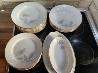 Vajilla Porcelana Clásica Dorada