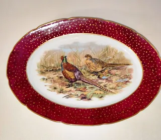 Bandeja Limoges porcelana faisanes antigua