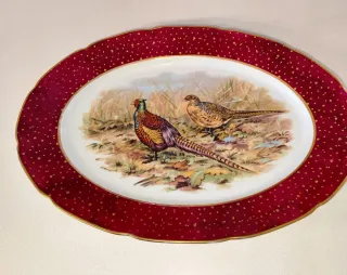 Bandeja Limoges porcelana faisanes antigua