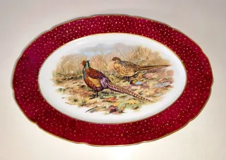 Bandeja Limoges porcelana faisanes antigua