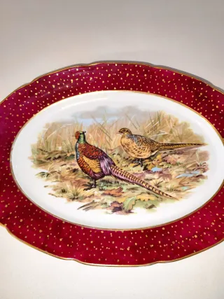 Bandeja Limoges porcelana faisanes antigua